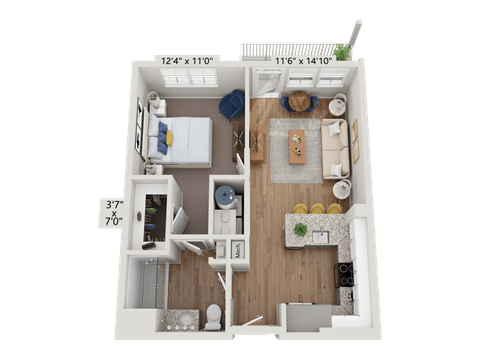 a1 floor plan  1 bedroom with 1 bath